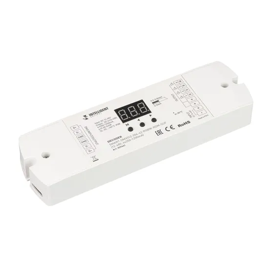 Фото товара INTELLIGENT ARLIGHT Декодер SMART-DMX512-204-62-RGBW-RDM-SUF (12-48V, 4x350-1200mA) (IARL, IP20 Пластик, 5 лет)