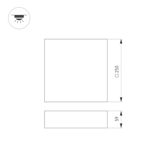 Фото #5 товара Светильник IM-QUADRO-EMERGENCY-3H-S250x250-28W Day4000 (BK, 120 deg, 230V) (Arlight, IP40 Металл, 2 года)