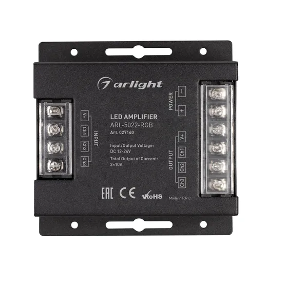 Фото #2 товара Усилитель ARL-5022-RGB (12-24V, 3x10A, 360-720W) (Arlight, IP20 Металл, 3 года)