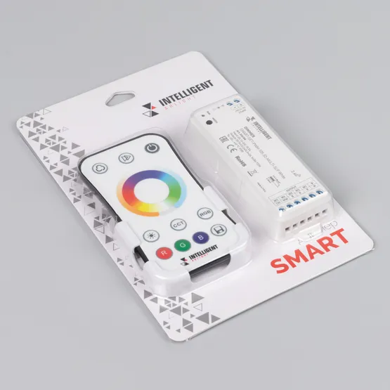 Фото #2 товара INTELLIGENT ARLIGHT Диммер SMART-SET-PWM-105-52-MULTI-SUF White (12-24V, 5x3A, ПДУ RING 10кн, 2.4G) (IARL, Контроллер)